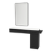 Nova Combo Wall Mount Styling Station with Side-Mount Appliance Holder, Solid Surface Countertop, and Black Rectangle Westin Mirror - Kaemark