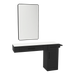Nova Combo Wall Mount Styling Station with Side-Mount Appliance Holder, Solid Surface Countertop, and Black Rectangle Westin Mirror - Kaemark