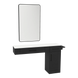 Nova Combo Wall Mount Styling Station with Side-Mount Appliance Holder, Solid Surface Countertop, and Black Rectangle Westin Mirror - Kaemark