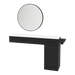 Nova Combo Wall Mount Styling Station with Side-Mount Appliance Holder, Solid Surface Countertop, and Black Round Westin Mirror - Kaemark