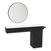 Nova Combo Wall Mount Styling Station with Side-Mount Appliance Holder, Solid Surface Countertop, and Black Round Westin Mirror - Kaemark