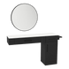 Nova Combo Wall Mount Styling Station with Side-Mount Appliance Holder, Solid Surface Countertop, and Black Round Westin Mirror - Kaemark