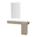 Nova Combo Wall Mount Styling Station with Side-Mount Appliance Holder, Solid Surface Countertop, and Silver Rectangle Glo Mirror - Kaemark