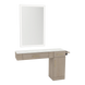 Nova Combo Wall Mount Styling Station with Side-Mount Appliance Holder, Solid Surface Countertop, and Silver Rectangle Glo Mirror - Kaemark