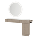 Nova Combo Wall Mount Styling Station with Side-Mount Appliance Holder, Solid Surface Countertop, and Silver Round Glo Mirror - Kaemark
