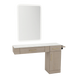 Nova Combo Wall Mount Styling Station with Side-Mount Appliance Holder, Solid Surface Countertop, and White Rectangle Illuminate Back Lit Mirror - Kaemark