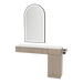 Nova Combo Wall Mount Styling Station with Side-Mount Appliance Holder, Solid Surface Countertop, and Black Arch Paloma Mirror - Kaemark