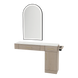 Nova Combo Wall Mount Styling Station with Side-Mount Appliance Holder, Solid Surface Countertop, and Black Arch Paloma Mirror - Kaemark