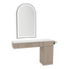 Nova Combo Wall Mount Styling Station with Side-Mount Appliance Holder, Solid Surface Countertop, and Black Arch Paloma Mirror - Kaemark