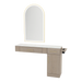 Nova Combo Wall Mount Styling Station with Side-Mount Appliance Holder, Solid Surface Countertop, and Gold Arch Paloma Mirror - Kaemark