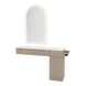 Nova Combo Wall Mount Styling Station with Side-Mount Appliance Holder, Solid Surface Countertop, and Gold Arch Paloma Mirror - Kaemark