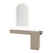 Nova Combo Wall Mount Styling Station with Side-Mount Appliance Holder, Solid Surface Countertop, and Gold Arch Paloma Mirror - Kaemark