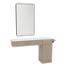 Nova Combo Wall Mount Styling Station with Side-Mount Appliance Holder, Solid Surface Countertop, and Black Rectangle Westin Mirror - Kaemark