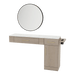 Nova Combo Wall Mount Styling Station with Side-Mount Appliance Holder, Solid Surface Countertop, and Black Round Westin Mirror - Kaemark