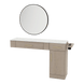 Nova Combo Wall Mount Styling Station with Side-Mount Appliance Holder, Solid Surface Countertop, and Black Round Westin Mirror - Kaemark