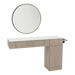 Nova Combo Wall Mount Styling Station with Side-Mount Appliance Holder, Solid Surface Countertop, and Black Round Westin Mirror - Kaemark
