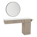 Nova Combo Wall Mount Styling Station with Side-Mount Appliance Holder, Solid Surface Countertop, and Black Round Westin Mirror - Kaemark