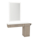 Nova Combo Wall Mount Styling Station with Side-Mount Appliance Holder, Solid Surface Countertop, and Silver Rectangle Glo Mirror - Kaemark