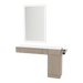 Nova Combo Wall Mount Styling Station with Side-Mount Appliance Holder, Solid Surface Countertop, and Silver Rectangle Glo Mirror - Kaemark