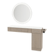 Nova Combo Wall Mount Styling Station with Side-Mount Appliance Holder, Solid Surface Countertop, and Silver Round Glo Mirror - Kaemark