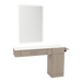 Nova Combo Wall Mount Styling Station with Side-Mount Appliance Holder, Solid Surface Countertop, and White Rectangle Illuminate Back Lit Mirror - Kaemark