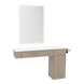 Nova Combo Wall Mount Styling Station with Side-Mount Appliance Holder, Solid Surface Countertop, and White Rectangle Illuminate Back Lit Mirror - Kaemark
