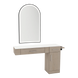Nova Combo Wall Mount Styling Station with Side-Mount Appliance Holder, Solid Surface Countertop, and Black Arch Paloma Mirror - Kaemark