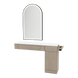 Nova Combo Wall Mount Styling Station with Side-Mount Appliance Holder, Solid Surface Countertop, and Black Arch Paloma Mirror - Kaemark