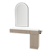 Nova Combo Wall Mount Styling Station with Side-Mount Appliance Holder, Solid Surface Countertop, and Black Arch Paloma Mirror - Kaemark