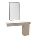 Nova Combo Wall Mount Styling Station with Side-Mount Appliance Holder, Solid Surface Countertop, and Black Rectangle Westin Mirror - Kaemark