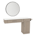 Nova Combo Wall Mount Styling Station with Side-Mount Appliance Holder, Solid Surface Countertop, and Black Round Westin Mirror - Kaemark