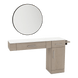 Nova Combo Wall Mount Styling Station with Side-Mount Appliance Holder, Solid Surface Countertop, and Black Round Westin Mirror - Kaemark