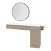 Nova Combo Wall Mount Styling Station with Side-Mount Appliance Holder, Solid Surface Countertop, and Black Round Westin Mirror - Kaemark