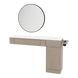 Nova Combo Wall Mount Styling Station with Side-Mount Appliance Holder, Solid Surface Countertop, and Black Round Westin Mirror - Kaemark