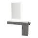 Nova Combo Wall Mount Styling Station with Side-Mount Appliance Holder, Solid Surface Countertop, and Silver Rectangle Glo Mirror - Kaemark