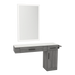 Nova Combo Wall Mount Styling Station with Side-Mount Appliance Holder, Solid Surface Countertop, and Silver Rectangle Glo Mirror - Kaemark