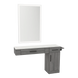 Nova Combo Wall Mount Styling Station with Side-Mount Appliance Holder, Solid Surface Countertop, and Silver Rectangle Glo Mirror - Kaemark