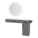 Nova Combo Wall Mount Styling Station with Side-Mount Appliance Holder, Solid Surface Countertop, and Silver Round Glo Mirror - Kaemark