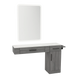 Nova Combo Wall Mount Styling Station with Side-Mount Appliance Holder, Solid Surface Countertop, and White Rectangle Illuminate Back Lit Mirror - Kaemark