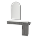 Nova Combo Wall Mount Styling Station with Side-Mount Appliance Holder, Solid Surface Countertop, and Black Arch Paloma Mirror - Kaemark