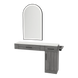 Nova Combo Wall Mount Styling Station with Side-Mount Appliance Holder, Solid Surface Countertop, and Black Arch Paloma Mirror - Kaemark
