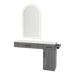 Nova Combo Wall Mount Styling Station with Side-Mount Appliance Holder, Solid Surface Countertop, and Gold Arch Paloma Mirror - Kaemark