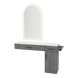 Nova Combo Wall Mount Styling Station with Side-Mount Appliance Holder, Solid Surface Countertop, and Gold Arch Paloma Mirror - Kaemark