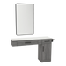 Nova Combo Wall Mount Styling Station with Side-Mount Appliance Holder, Solid Surface Countertop, and Black Rectangle Westin Mirror - Kaemark