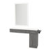 Nova Combo Wall Mount Styling Station with Side-Mount Appliance Holder, Solid Surface Countertop, and Silver Rectangle Glo Mirror - Kaemark