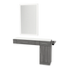 Nova Combo Wall Mount Styling Station with Side-Mount Appliance Holder, Solid Surface Countertop, and Silver Rectangle Glo Mirror - Kaemark