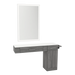 Nova Combo Wall Mount Styling Station with Side-Mount Appliance Holder, Solid Surface Countertop, and Silver Rectangle Glo Mirror - Kaemark