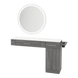 Nova Combo Wall Mount Styling Station with Side-Mount Appliance Holder, Solid Surface Countertop, and Silver Round Glo Mirror - Kaemark