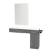 Nova Combo Wall Mount Styling Station with Side-Mount Appliance Holder, Solid Surface Countertop, and White Rectangle Illuminate Back Lit Mirror - Kaemark