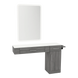 Nova Combo Wall Mount Styling Station with Side-Mount Appliance Holder, Solid Surface Countertop, and White Rectangle Illuminate Back Lit Mirror - Kaemark